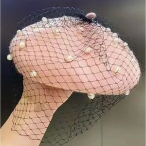 Women Casual Beret Hat Cap Beanie Beaded Mesh French Artist Party Beret Hat Soft